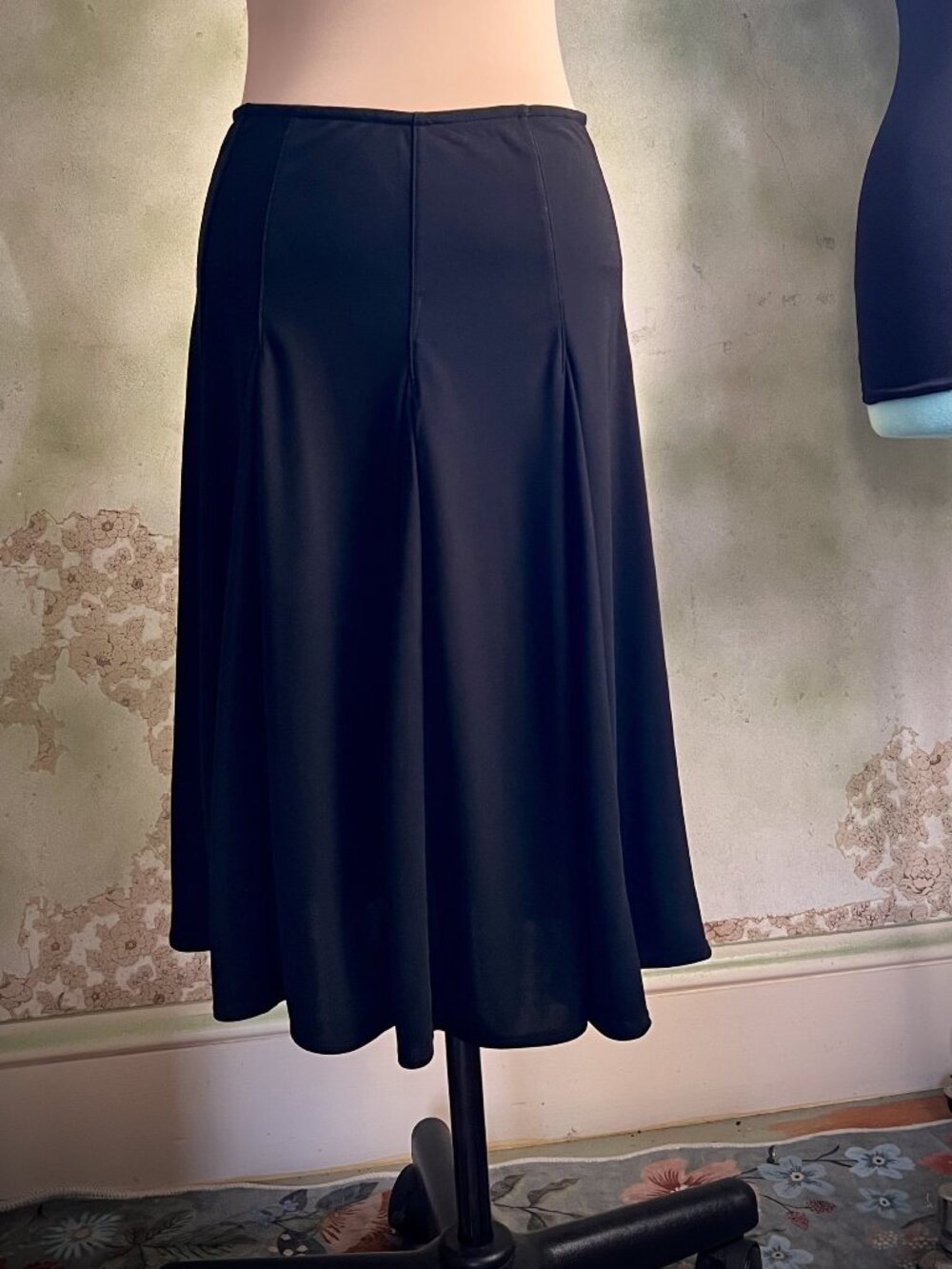 Isaac Mizrahi for Target Black Flared Midi Skirt XS Pleated Godet Detail